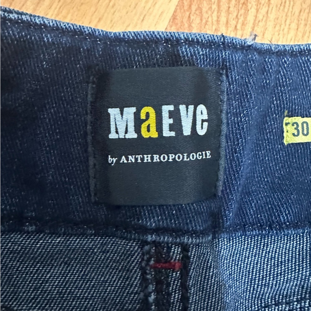 Maeve Anthropologie High Rise Slim Straight Jeans Women’s 10/12 Dark Wash Ankle - Picture 9 of 11